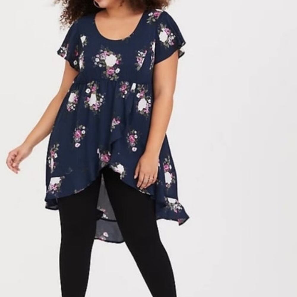 NWT Torrid Babydoll Hi-Lo Ruffle Flutter Tunic Shirt Blouse Top Size 0X (12)